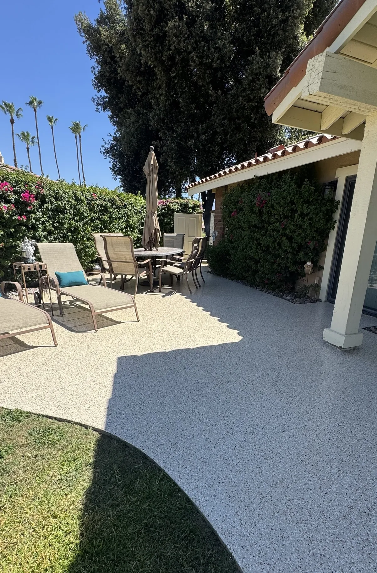 After: Palm Desert patio flake coating by Acre